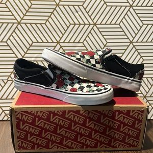 Multi Checkerboard Black - Rose Vans. Worn once.